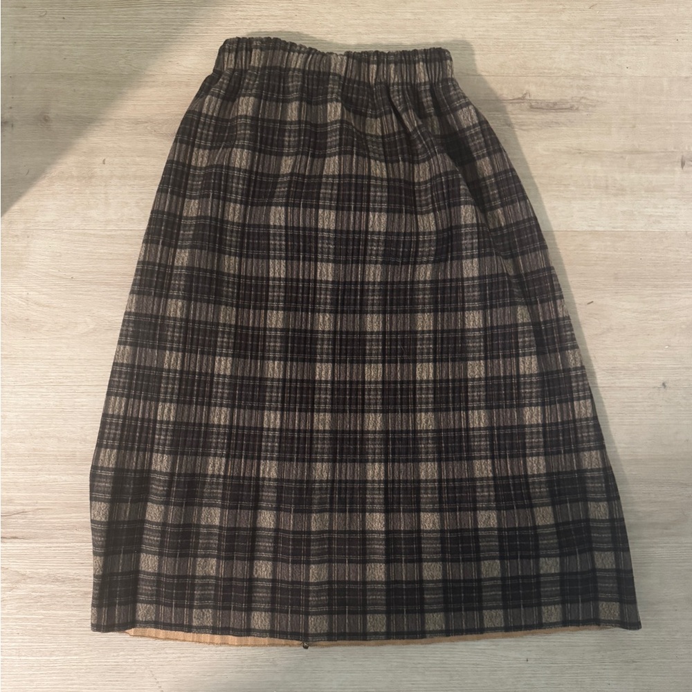 Brown Plaid Fall Skirt - S